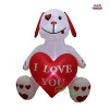 Valentines Day White Puppy Dog Holding a Heart Inflatable
